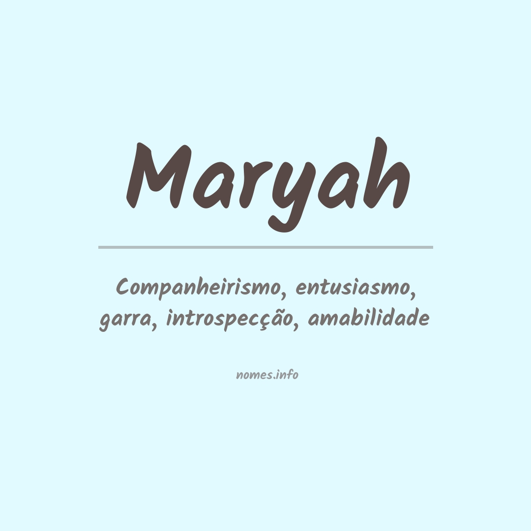 Significado do nome Maryah
