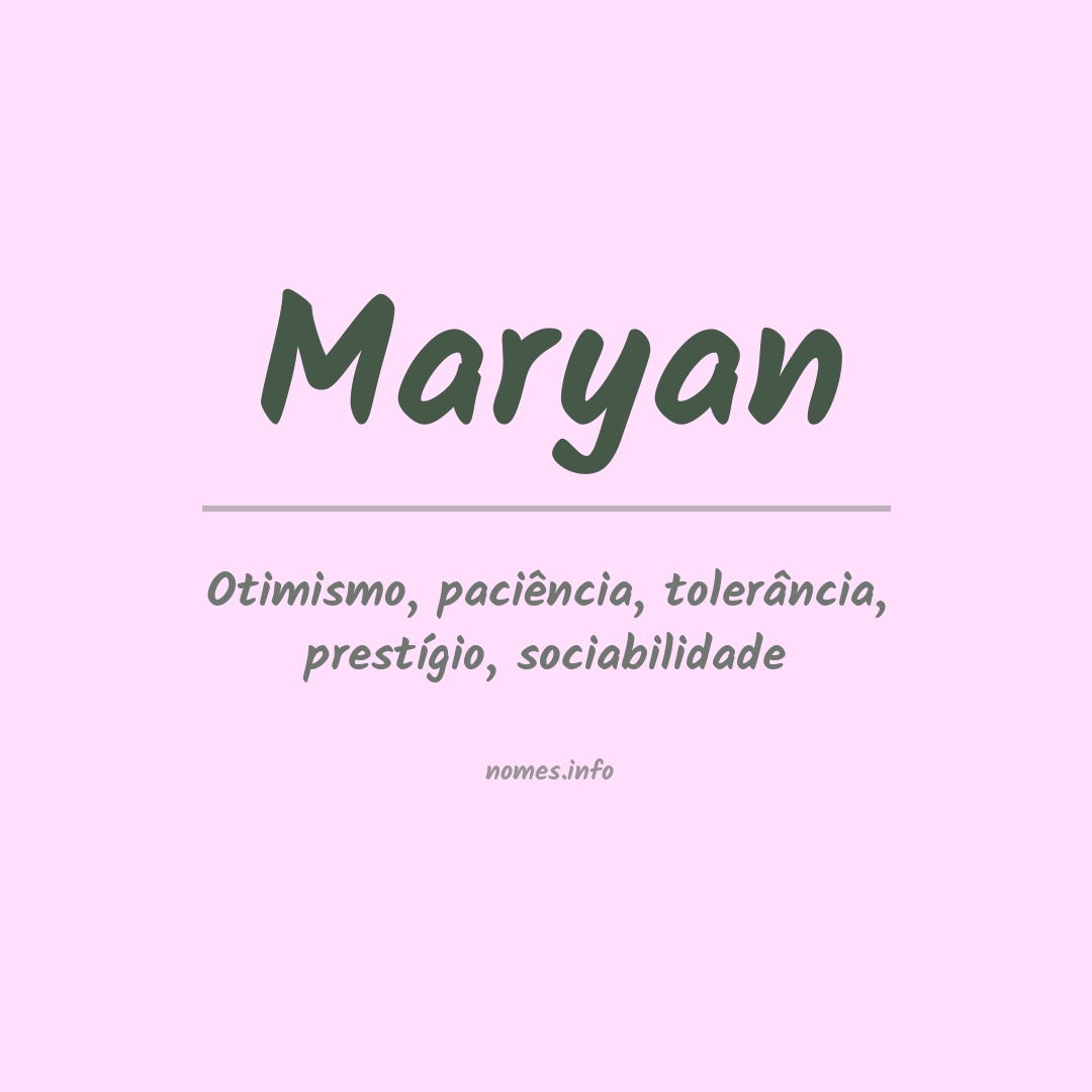 Significado do nome Maryan