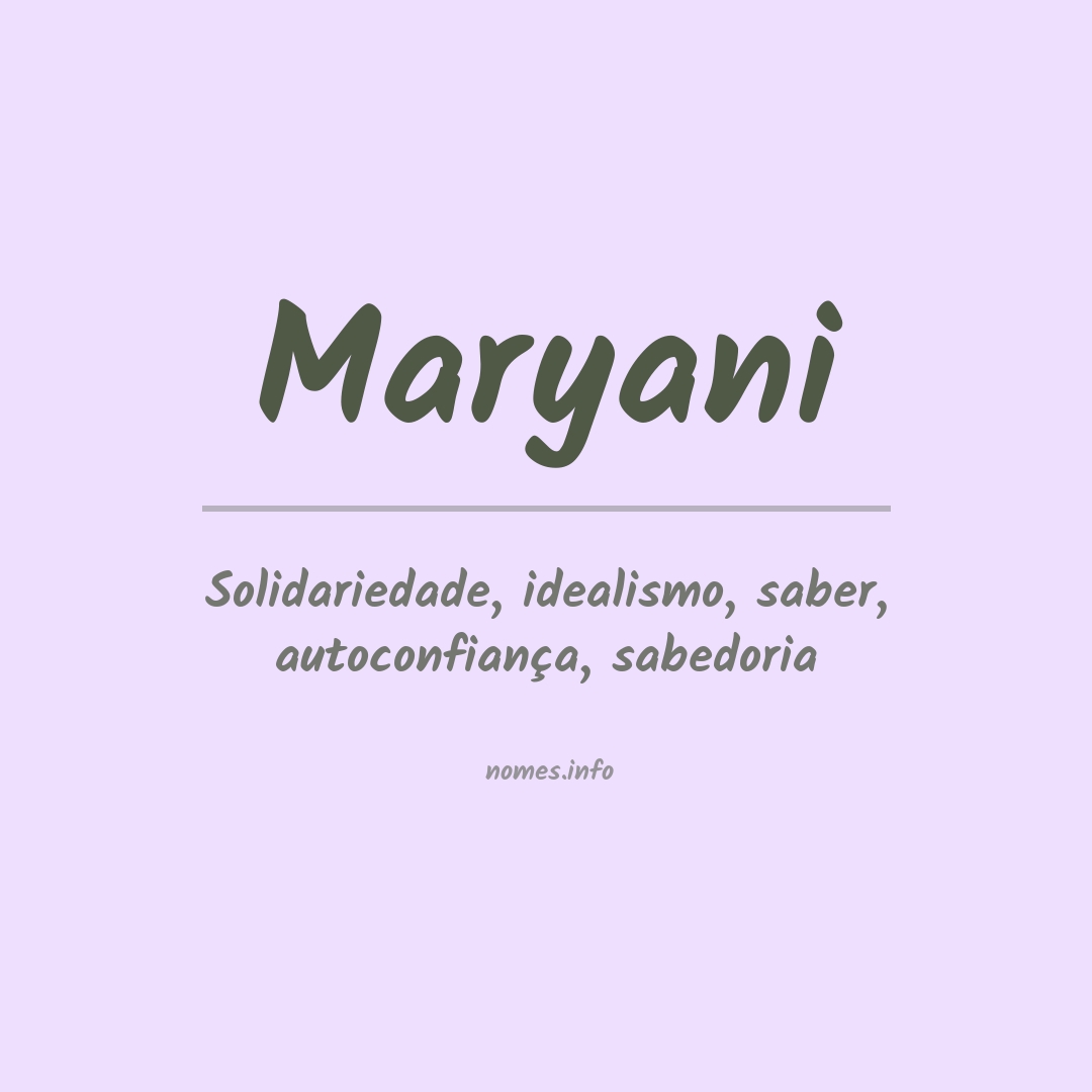 Significado do nome Maryani