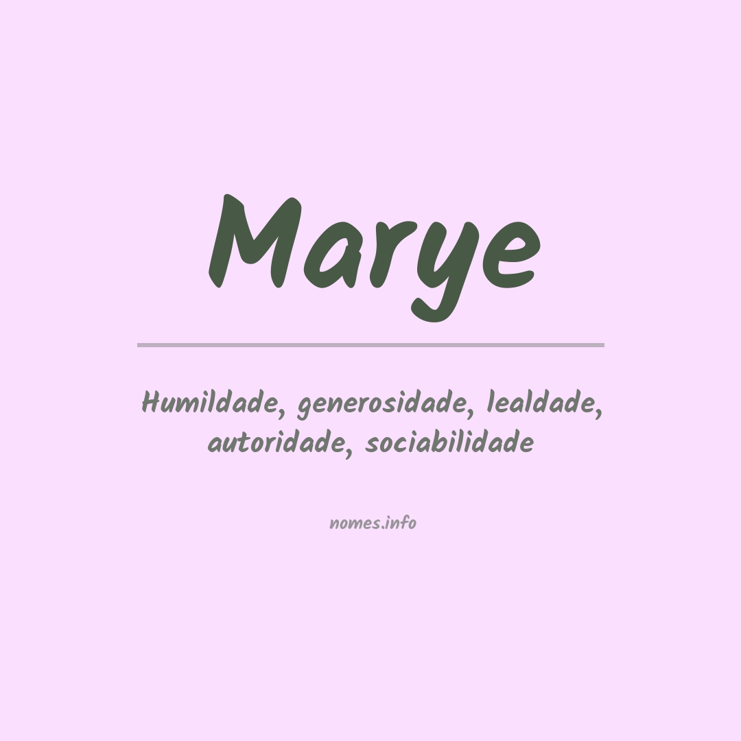 Significado do nome Marye