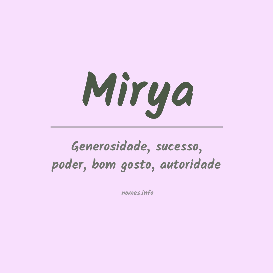 Significado do nome Mirya