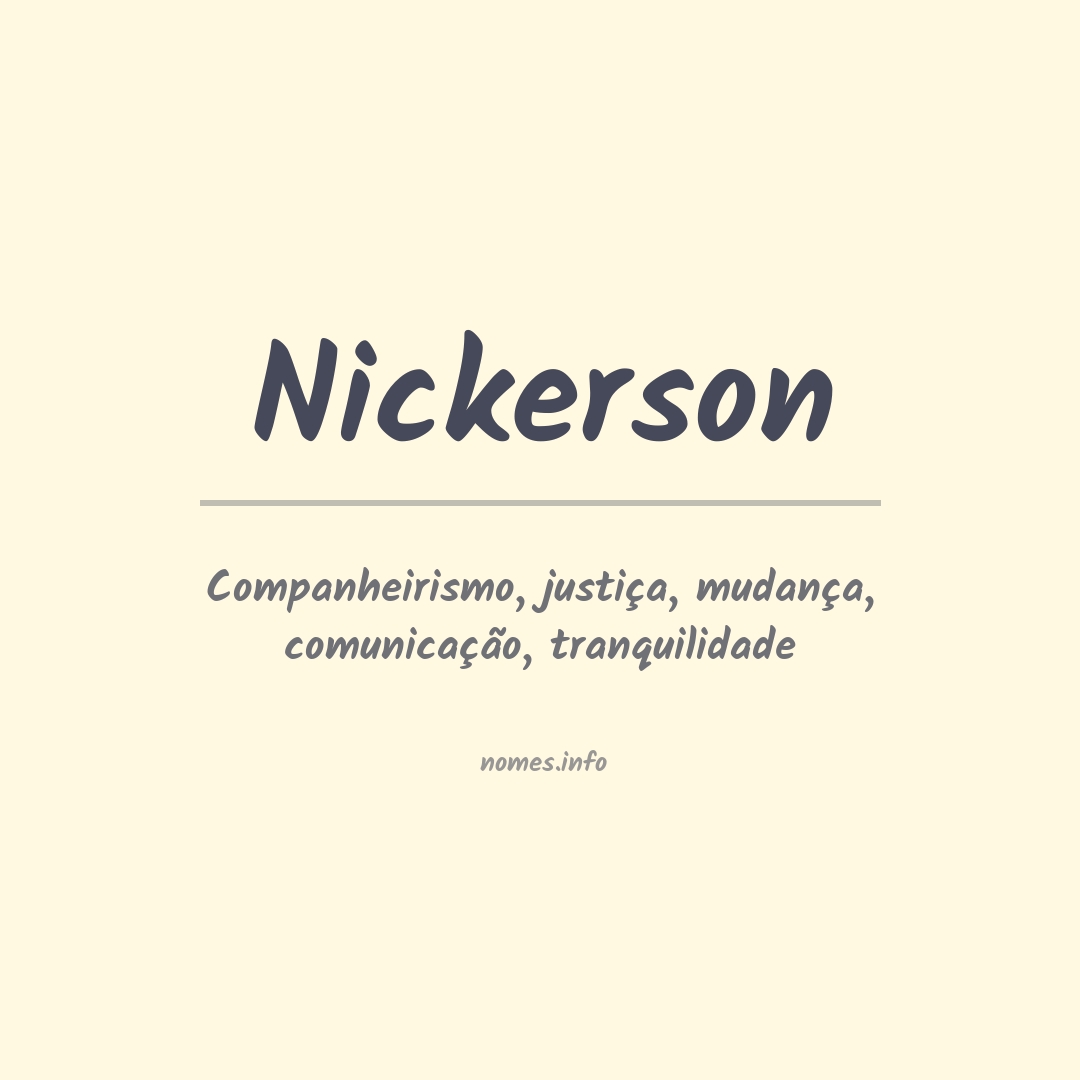 Significado do nome Nickerson