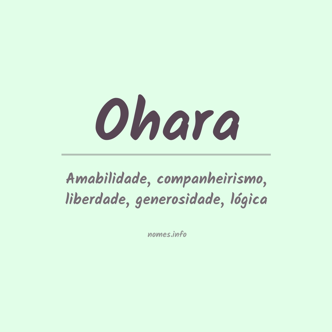 Significado do nome Ohara