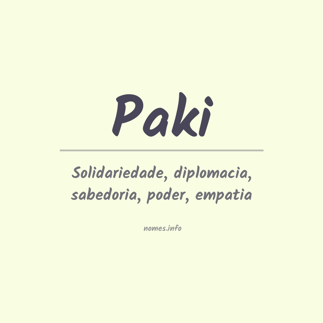Significado do nome Paki