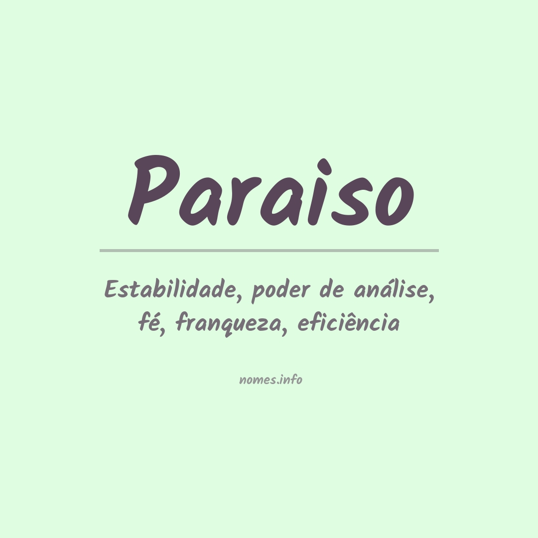 Significado do nome Paraiso