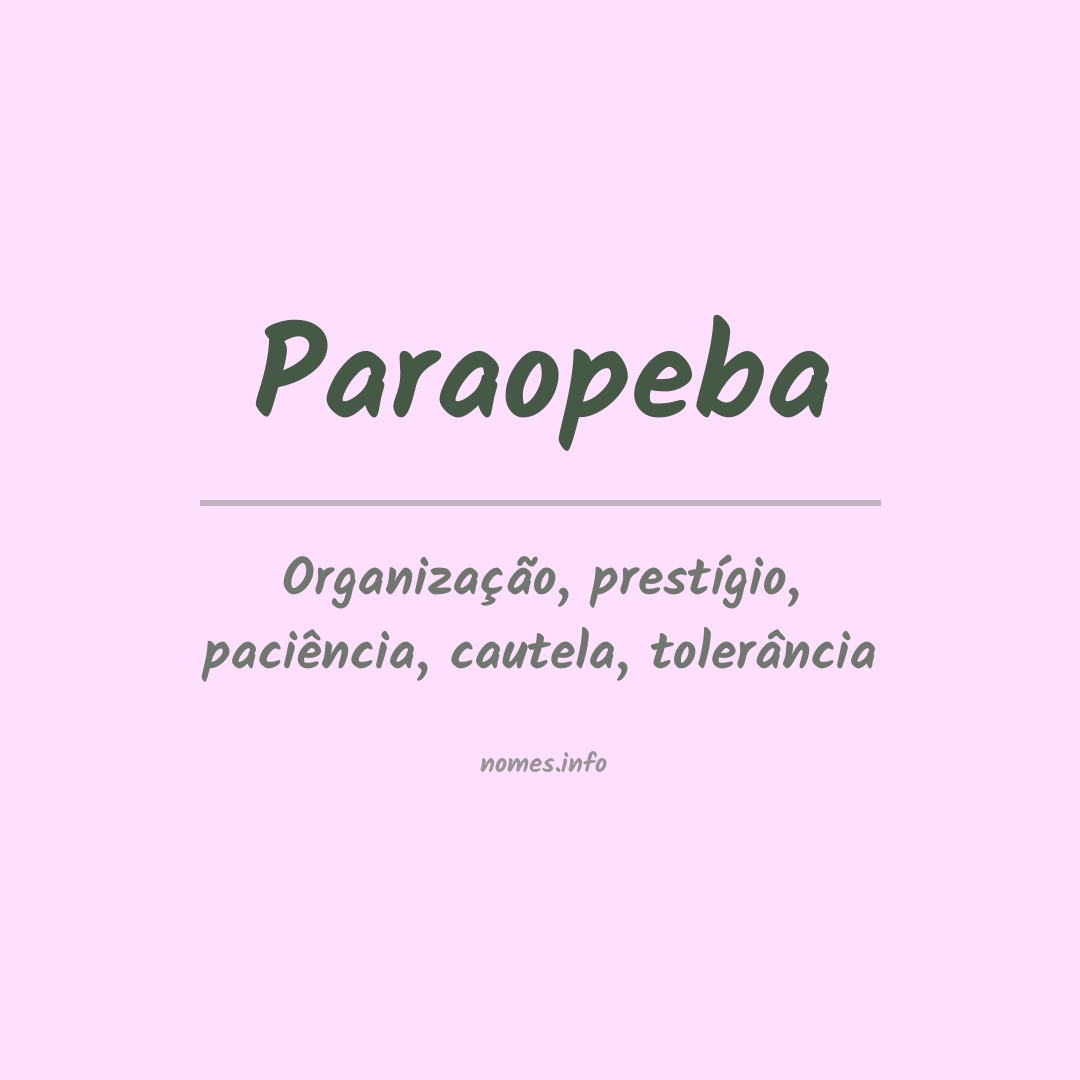 Significado do nome Paraopeba