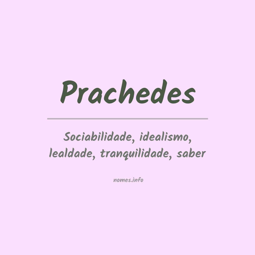 Significado do nome Prachedes