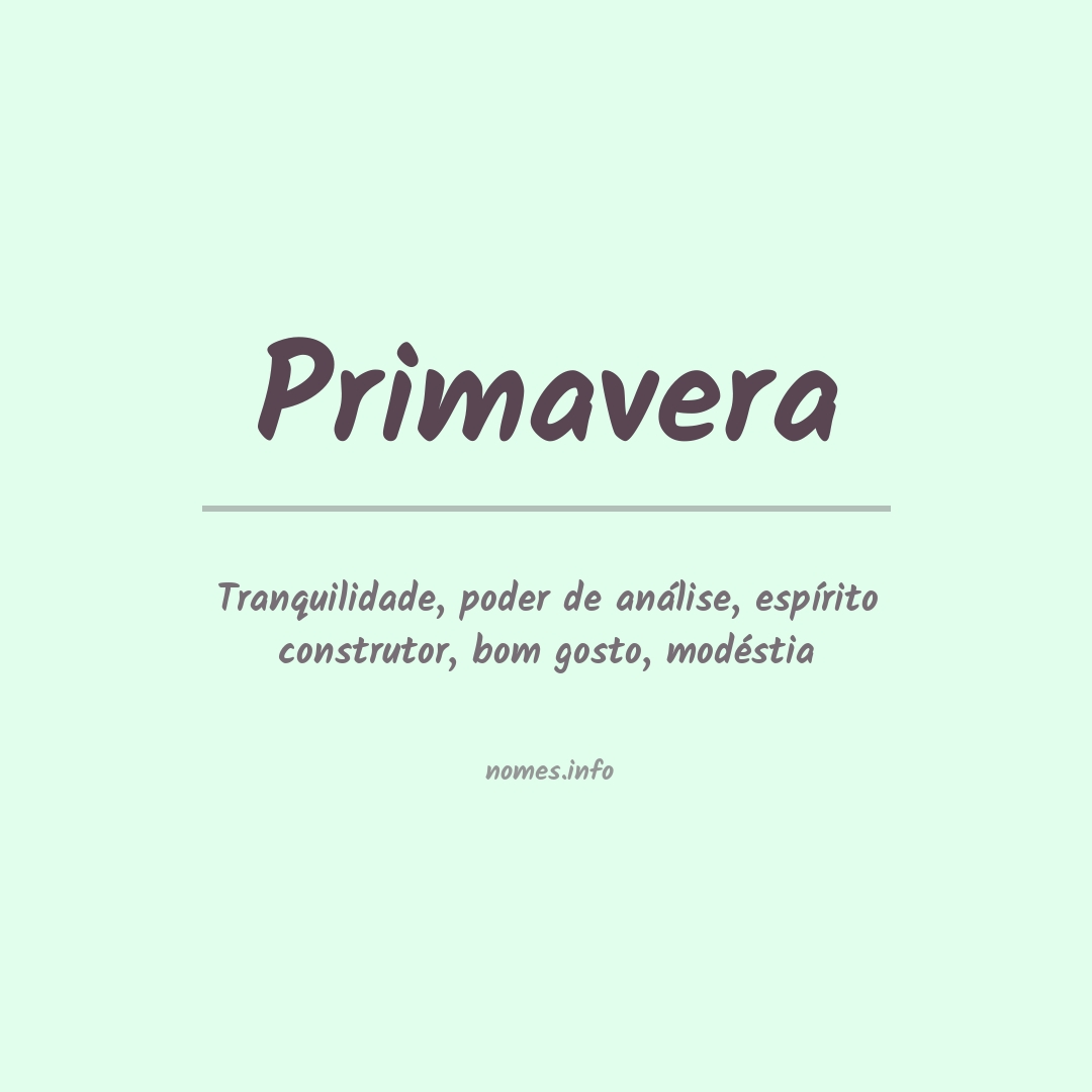 Significado do nome Primavera