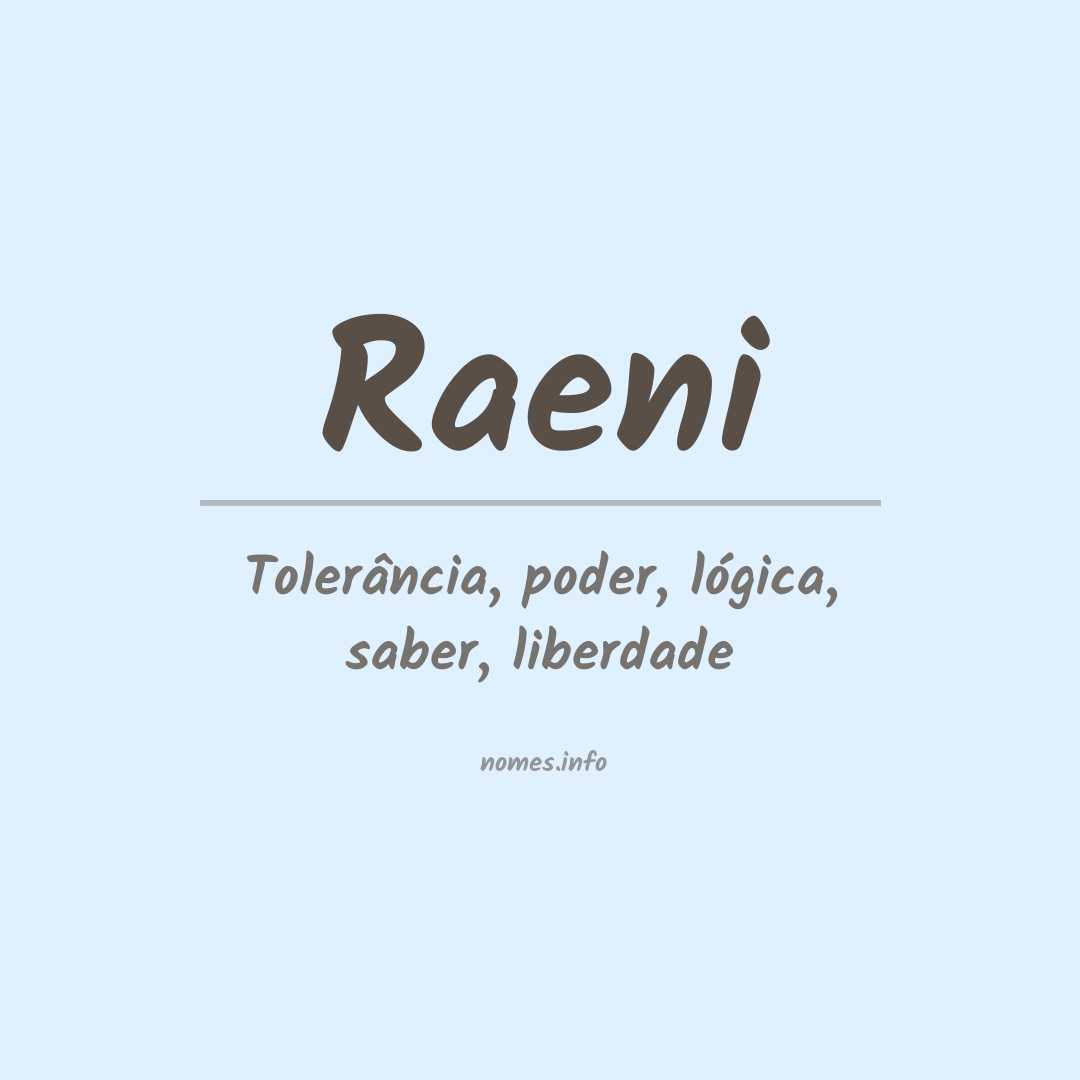 Significado do nome Raeni