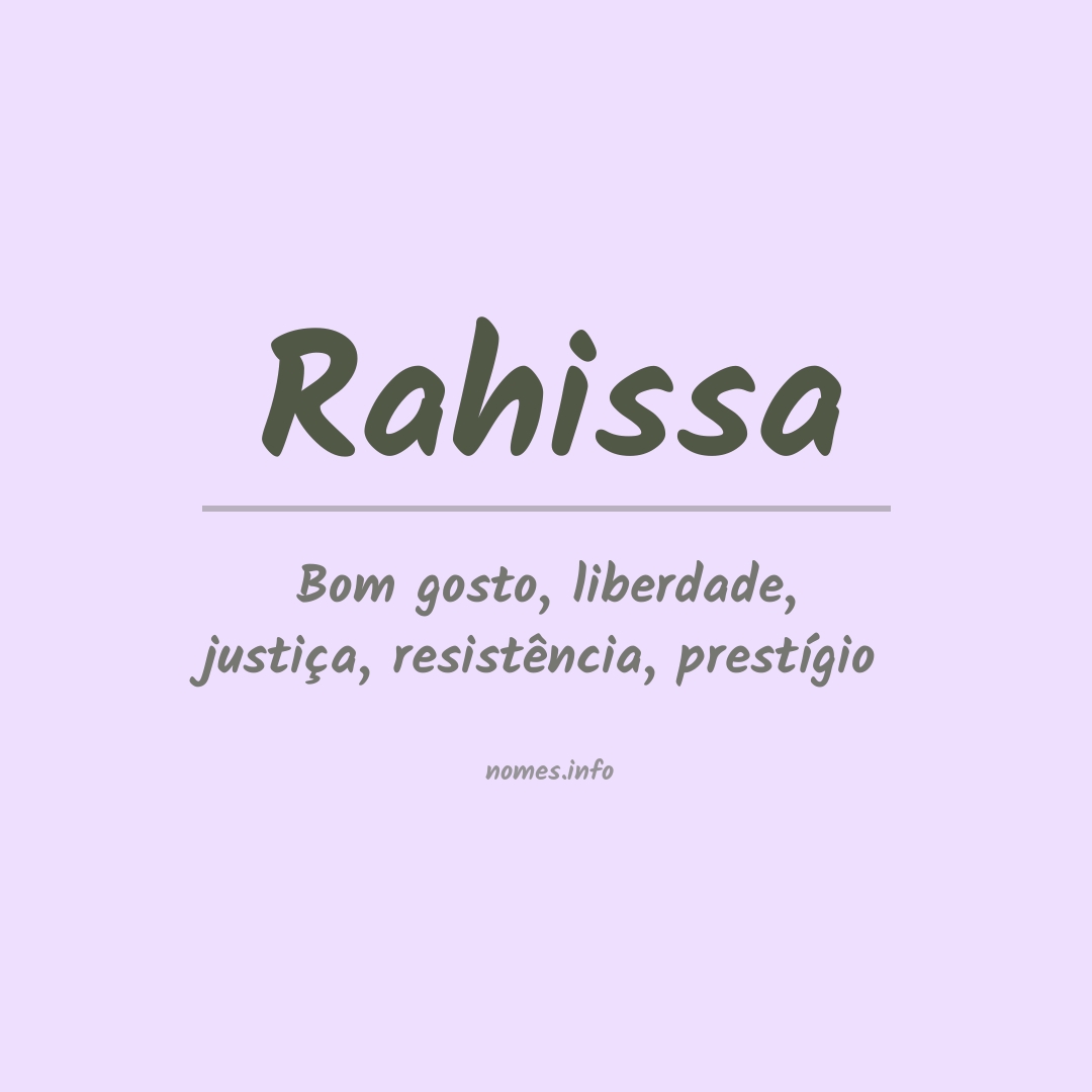 Significado do nome Rahissa