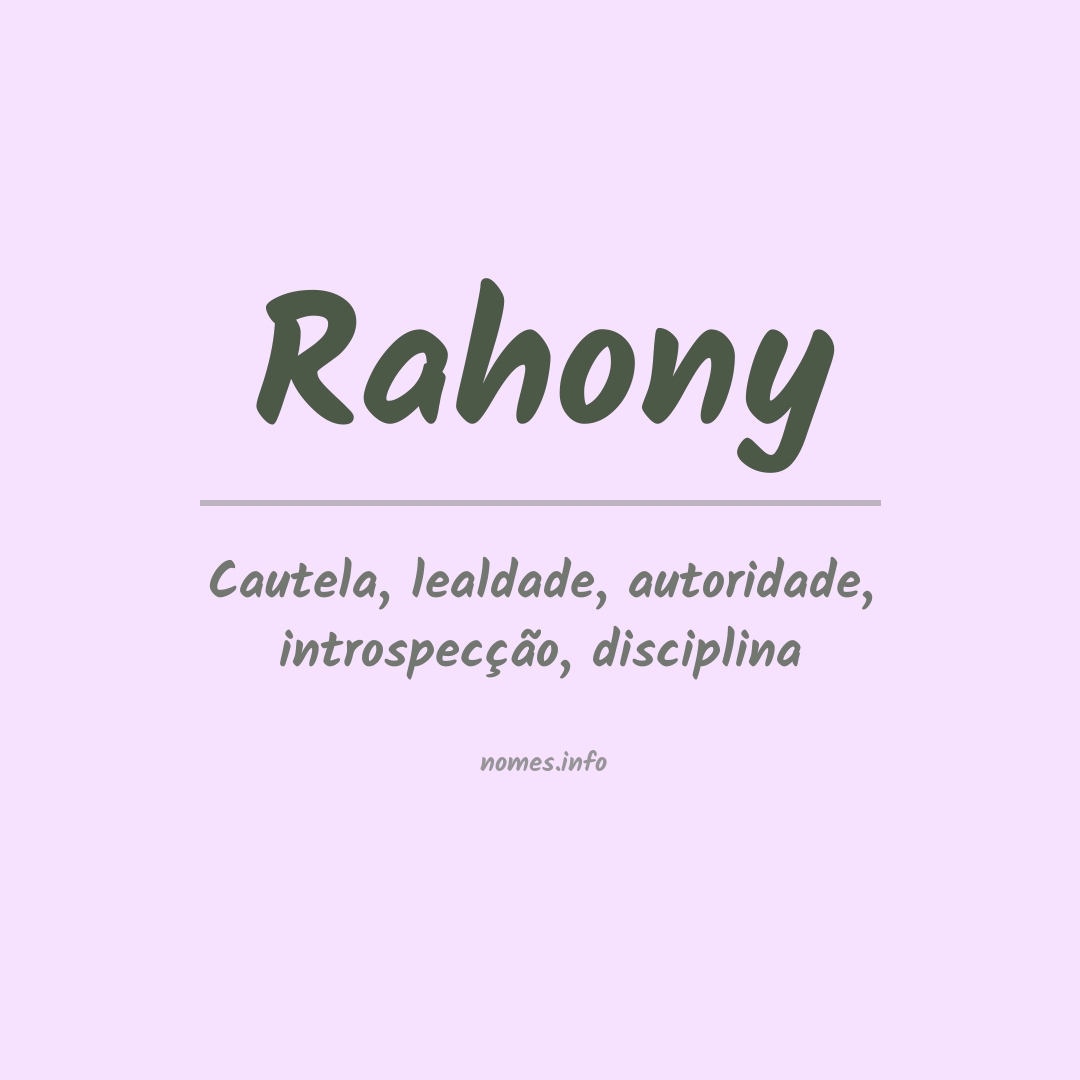 Significado do nome Rahony