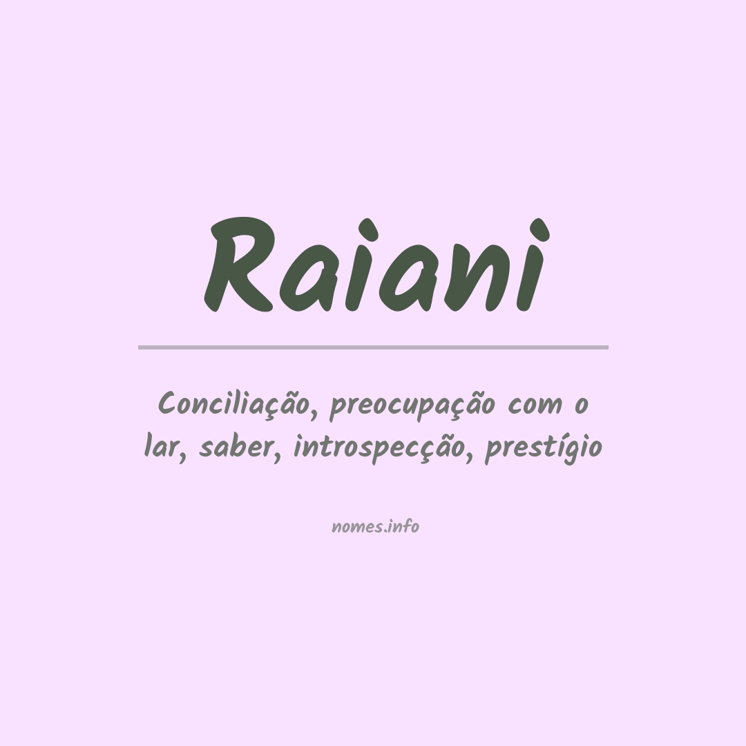 Significado do nome Raiani