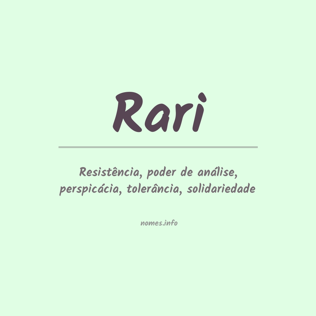 Significado do nome Rari