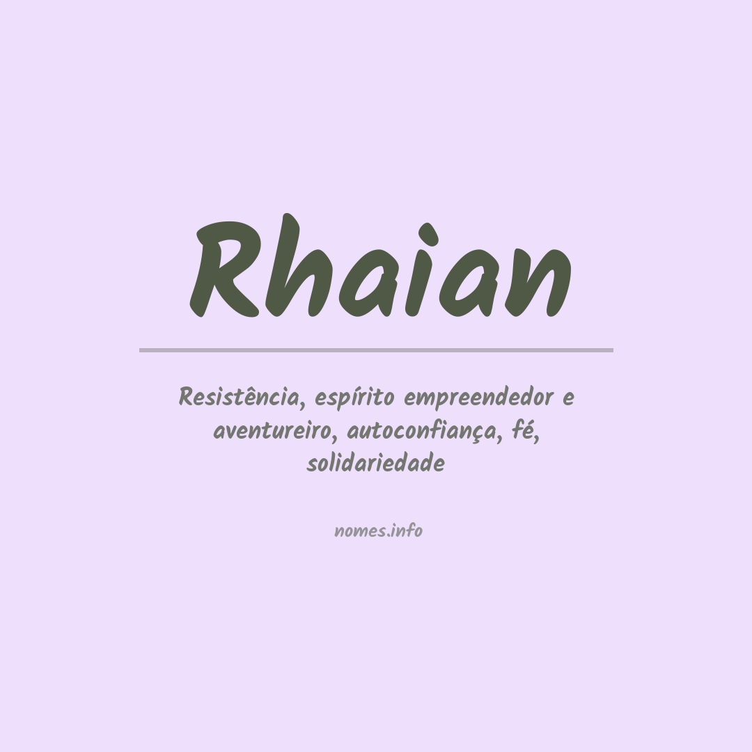 Significado do nome Rhaian