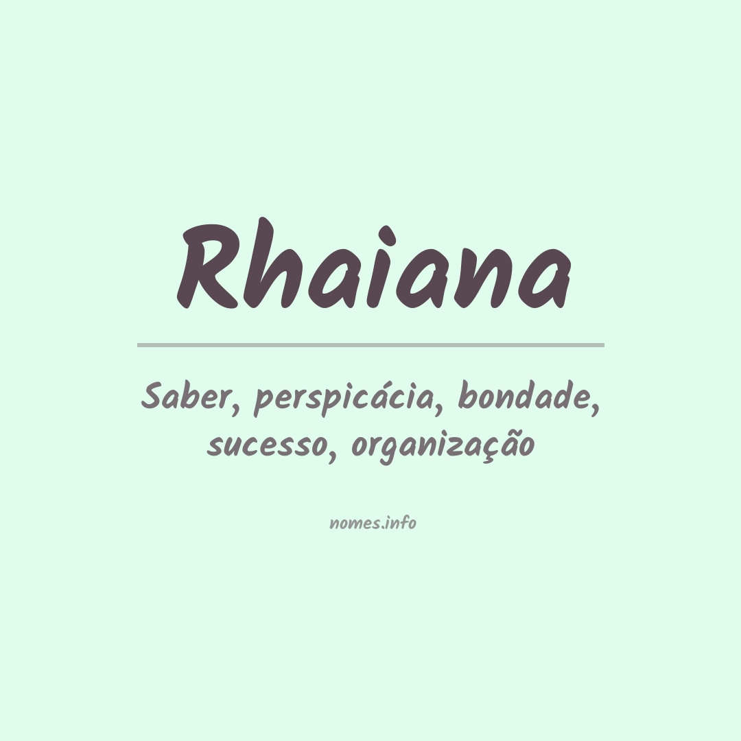Significado do nome Rhaiana