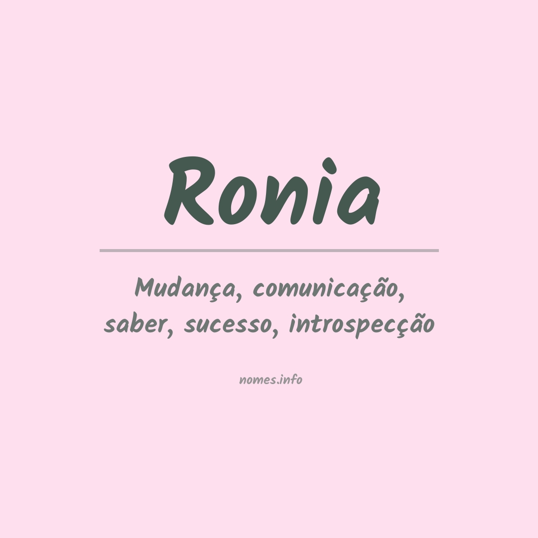 Significado do nome Ronia