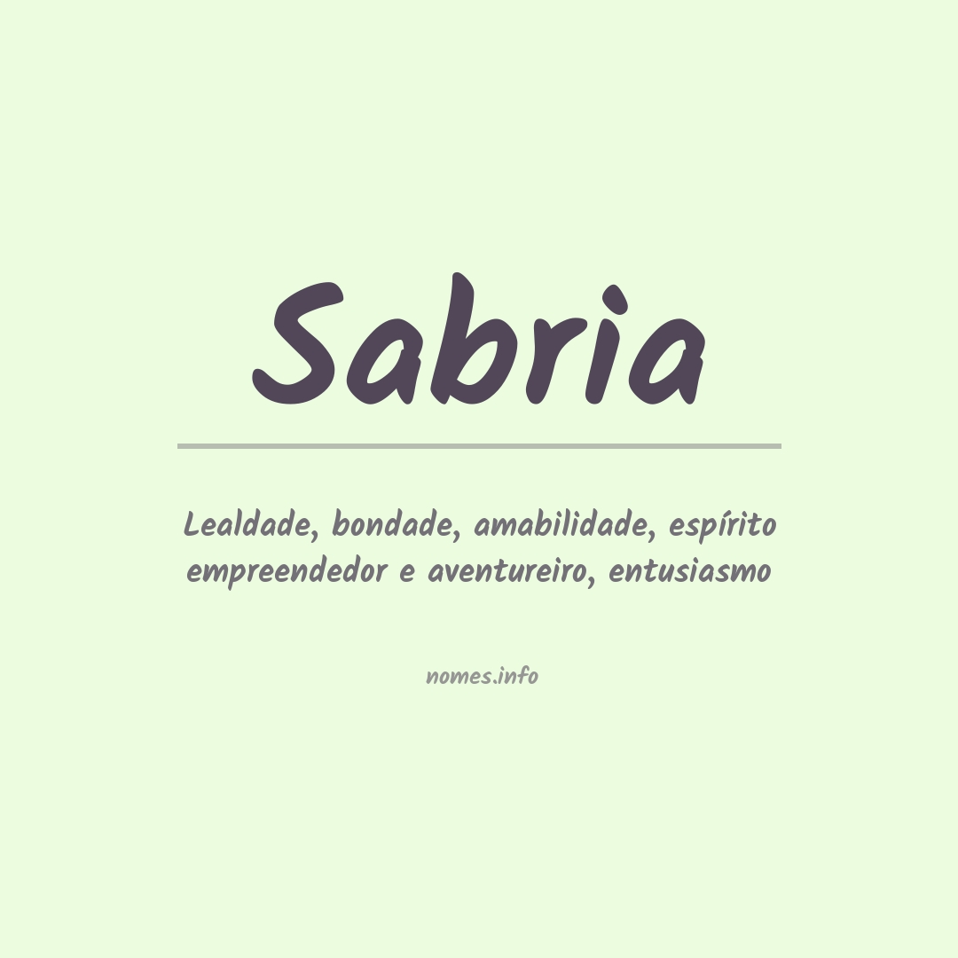 Significado do nome Sabria