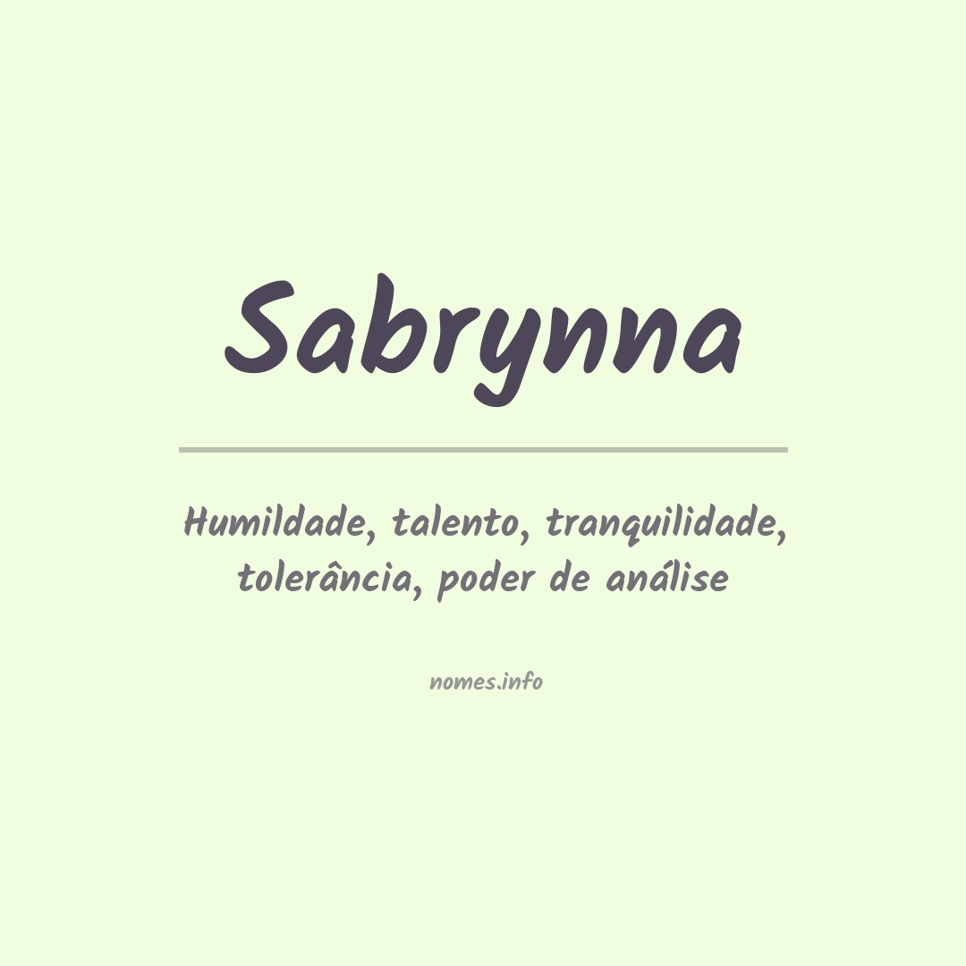 Significado do nome Sabrynna