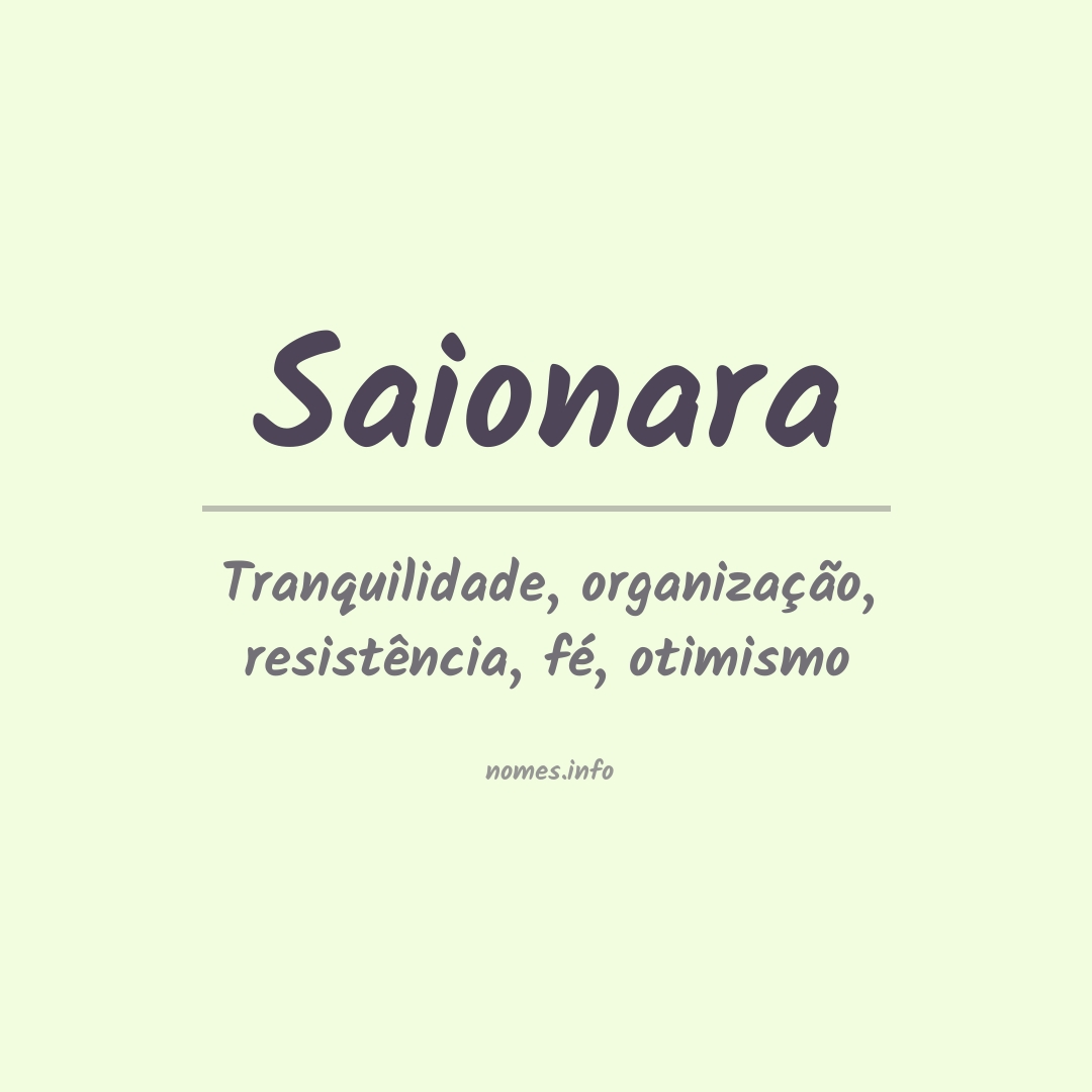 Significado do nome Saionara