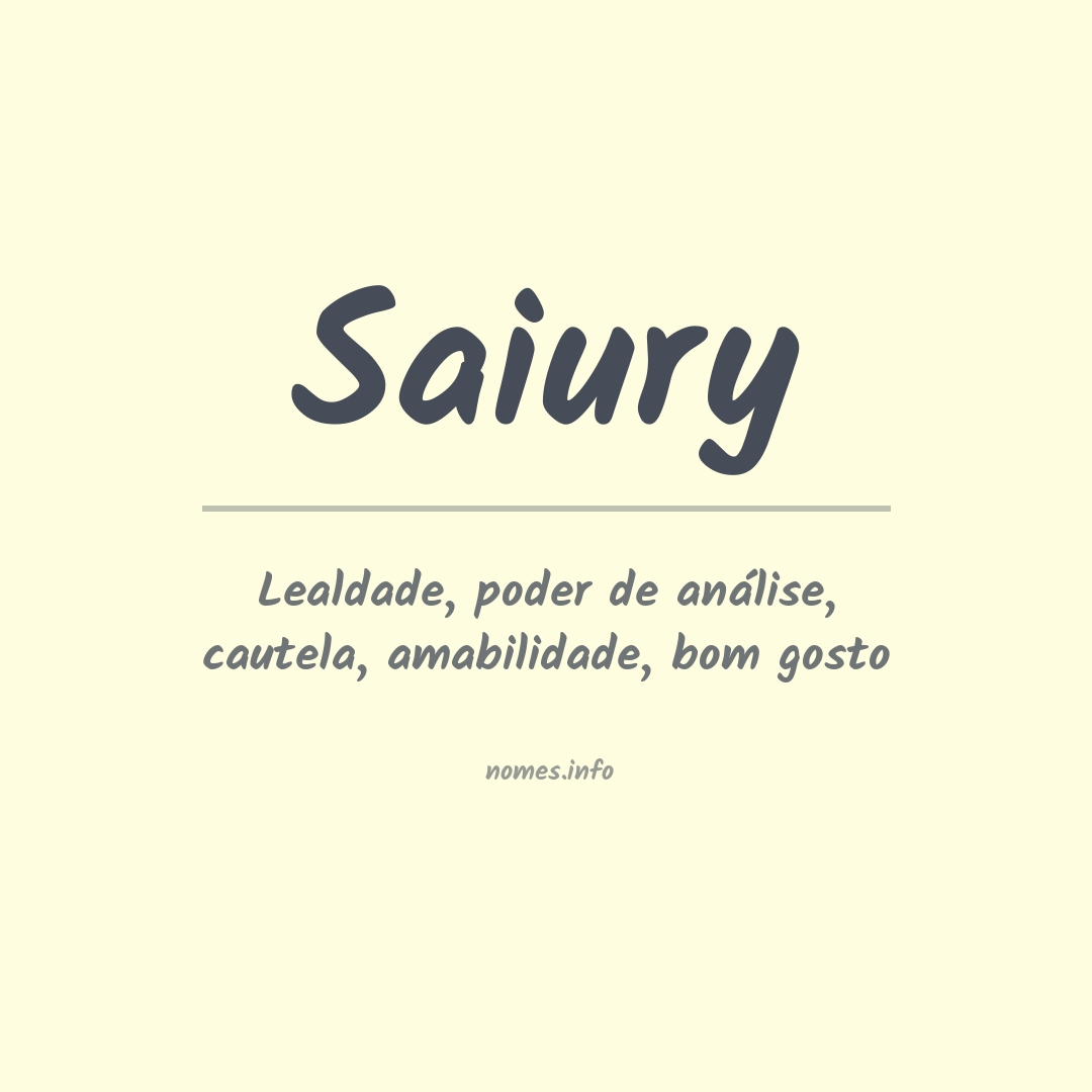 Significado do nome Saiury