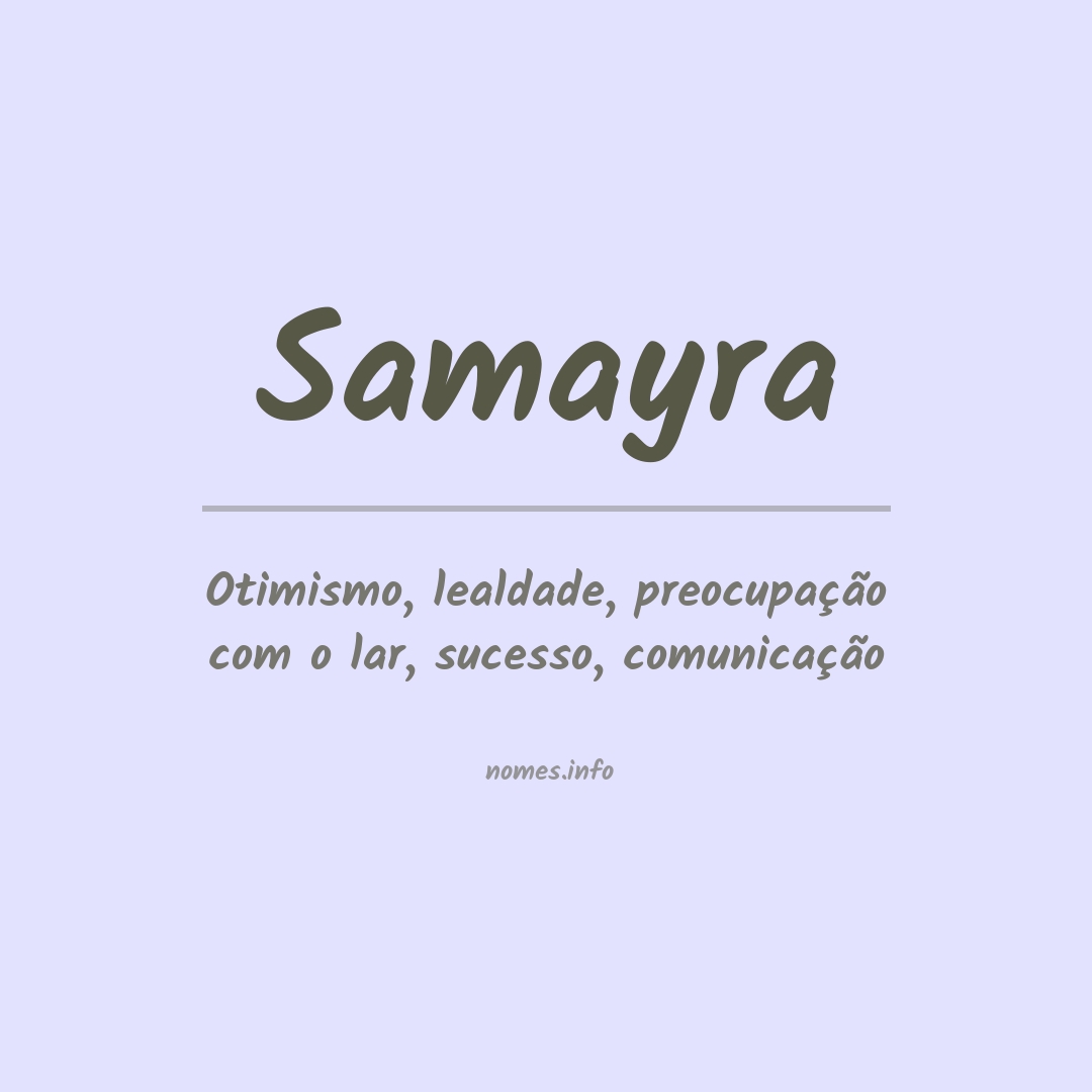 Significado do nome Samayra