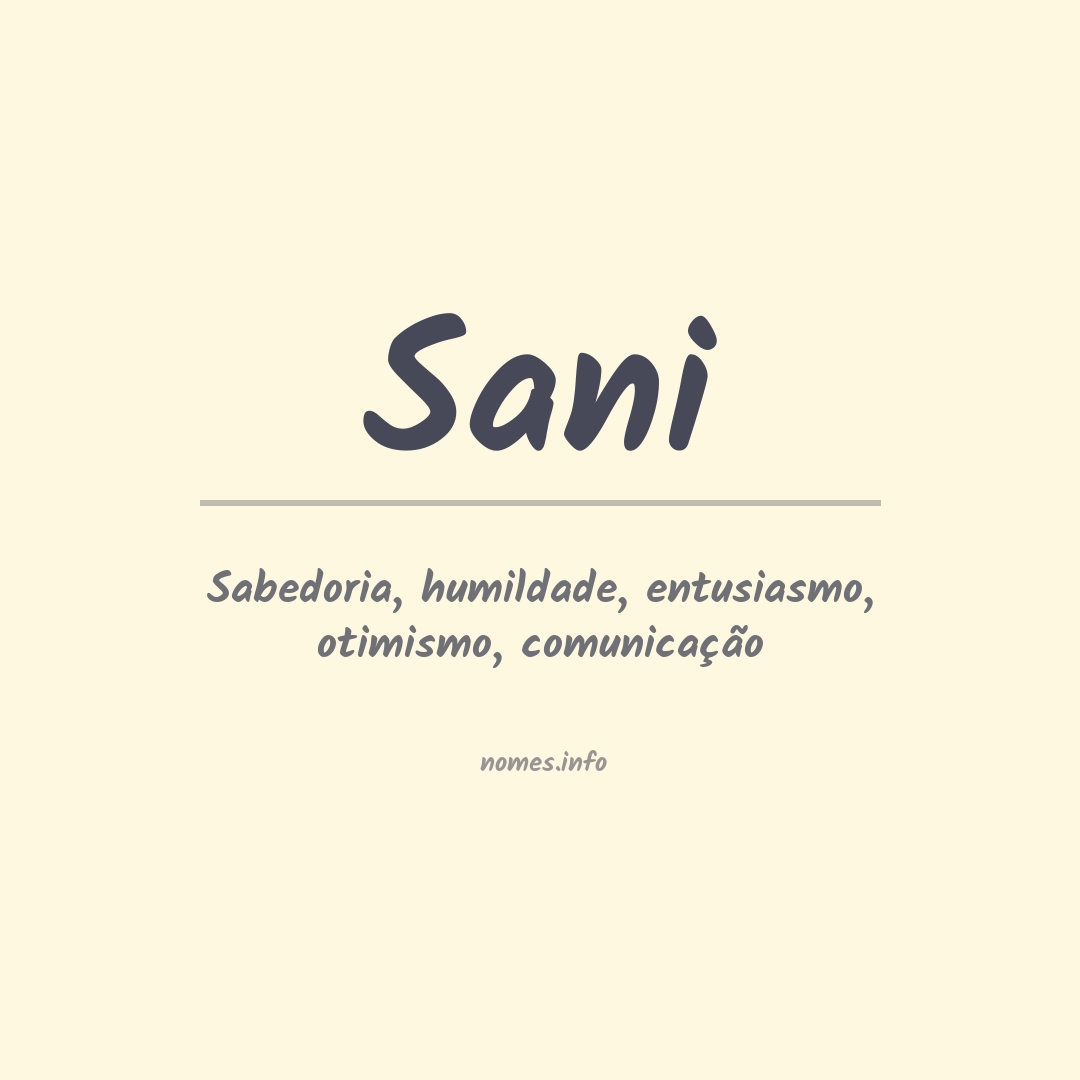Significado do nome Sani