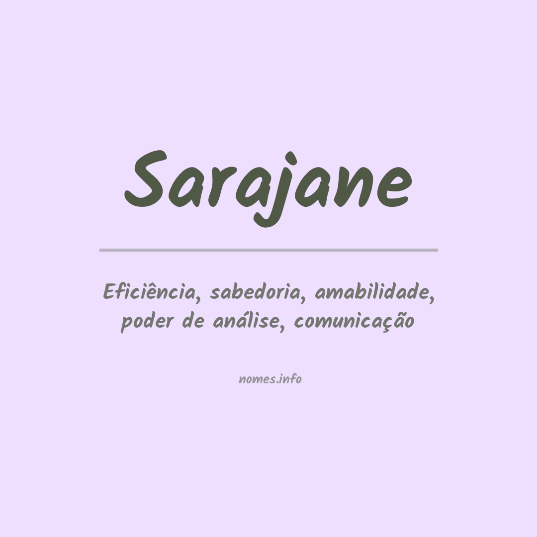 Significado do nome Sarajane