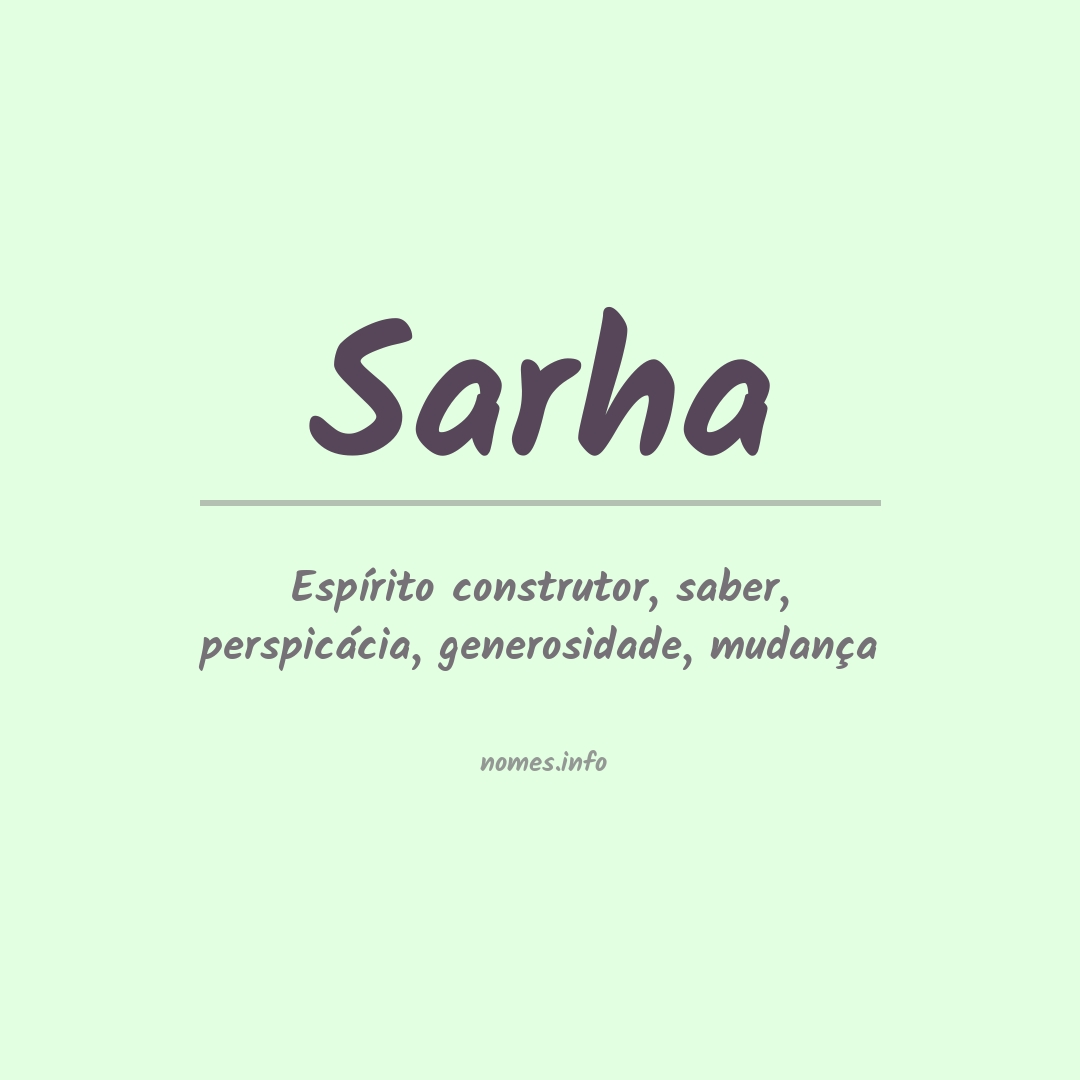 Significado do nome Sarha