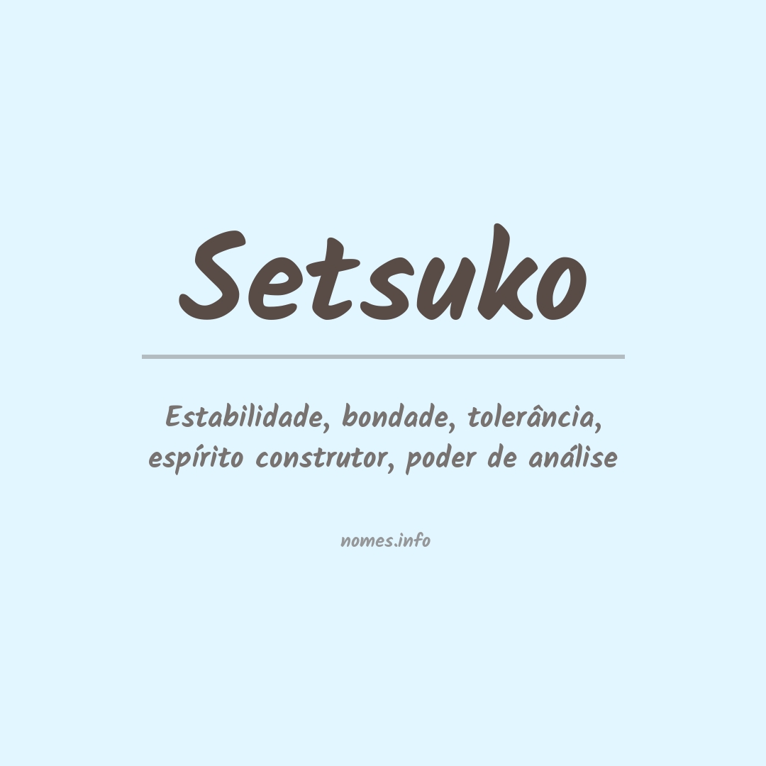 Significado do nome Setsuko