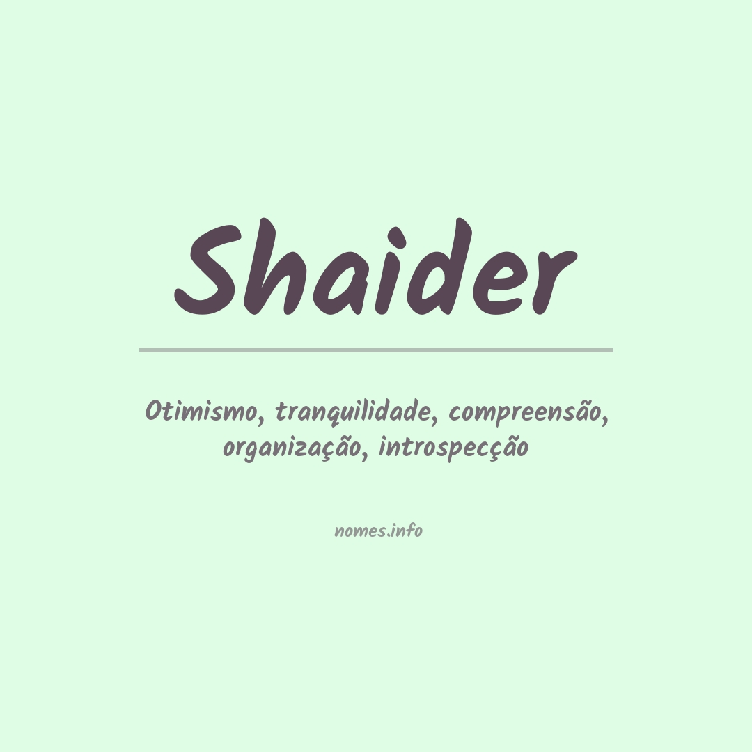 Significado do nome Shaider