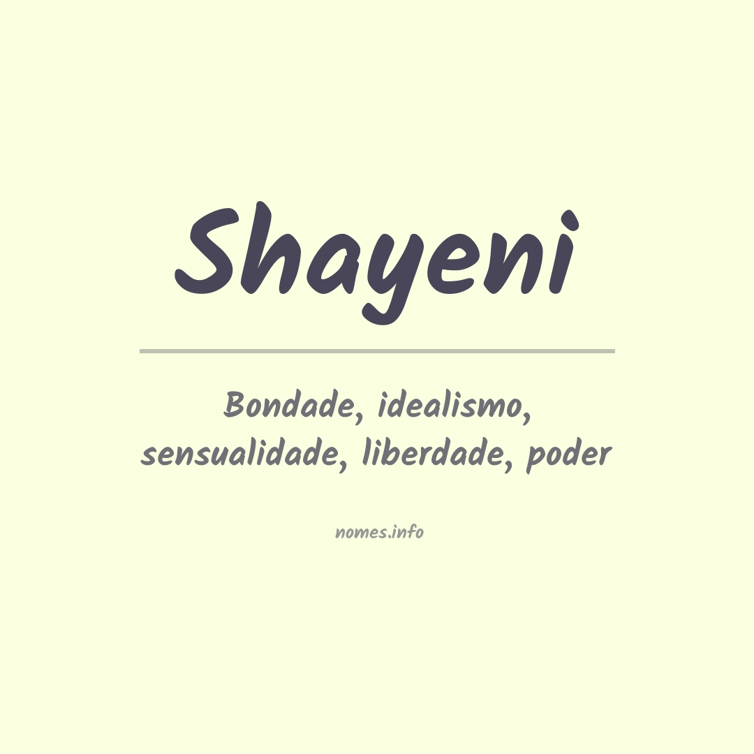 Significado do nome Shayeni