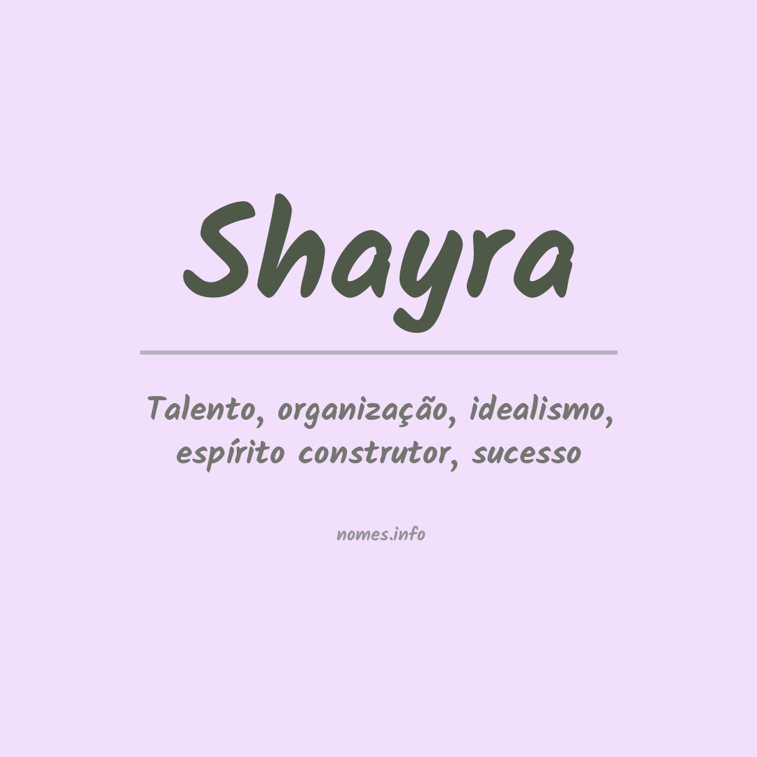 Significado do nome Shayra