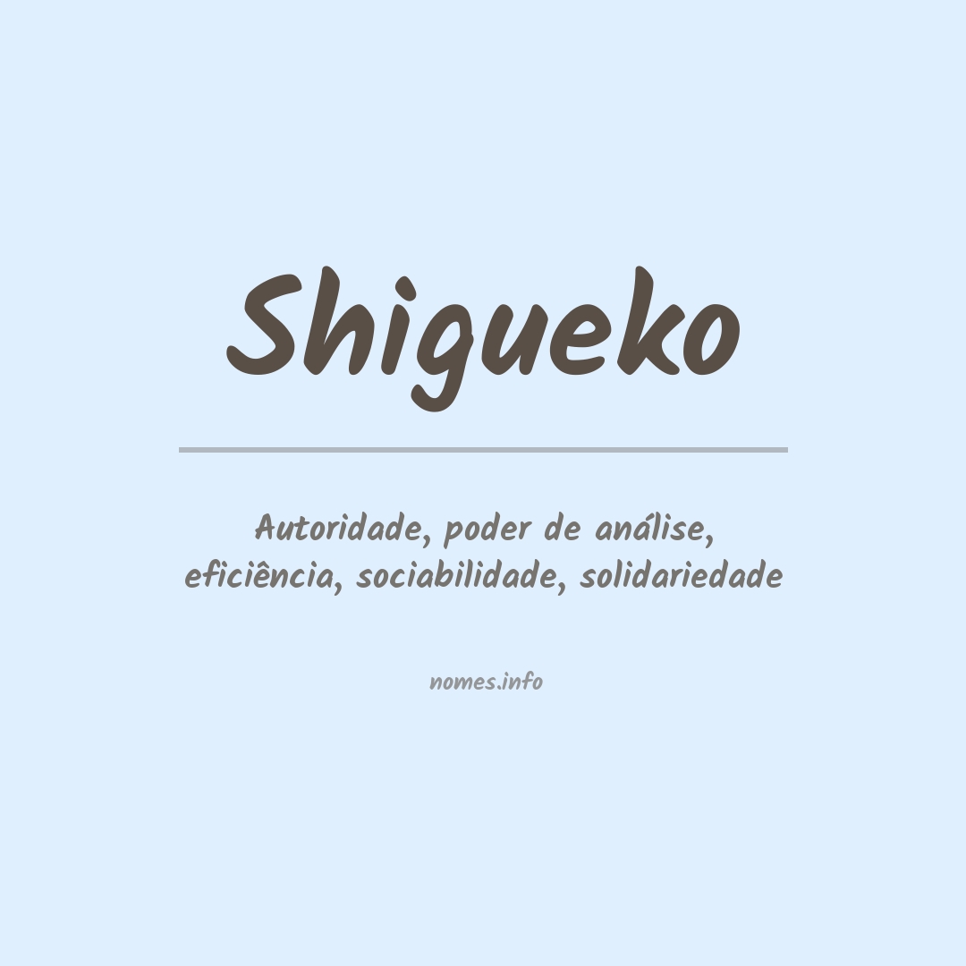 Significado do nome Shigueko