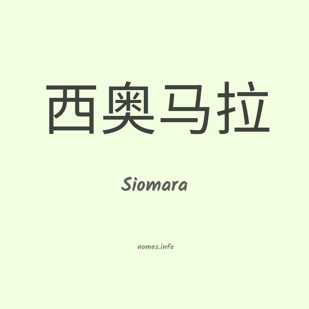 Siomara em chinês
