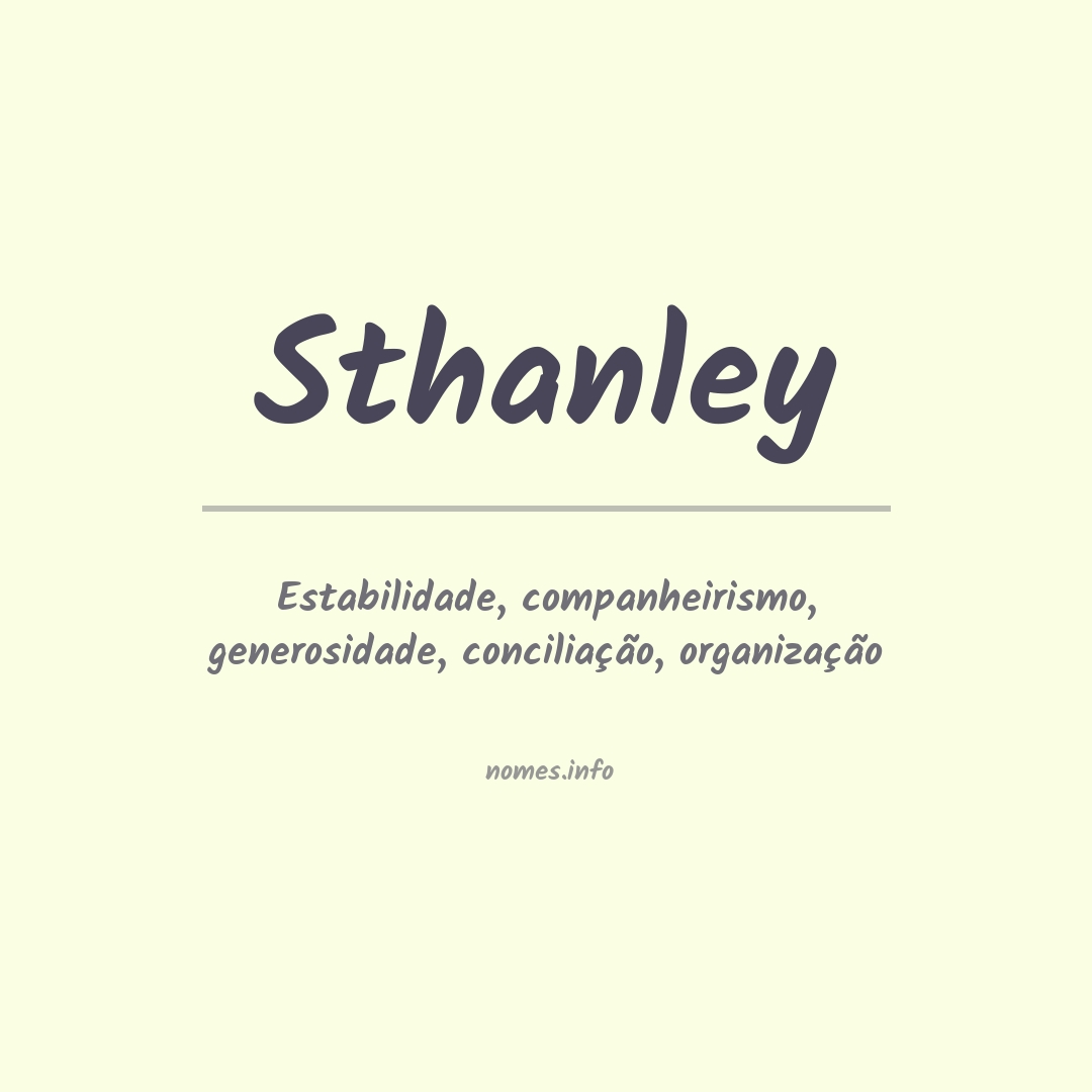 Significado do nome Sthanley