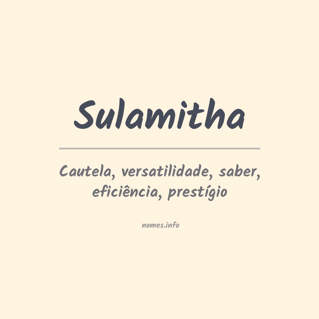 Significado do nome Sulamitha