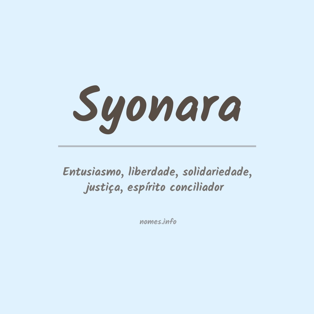 Significado do nome Syonara