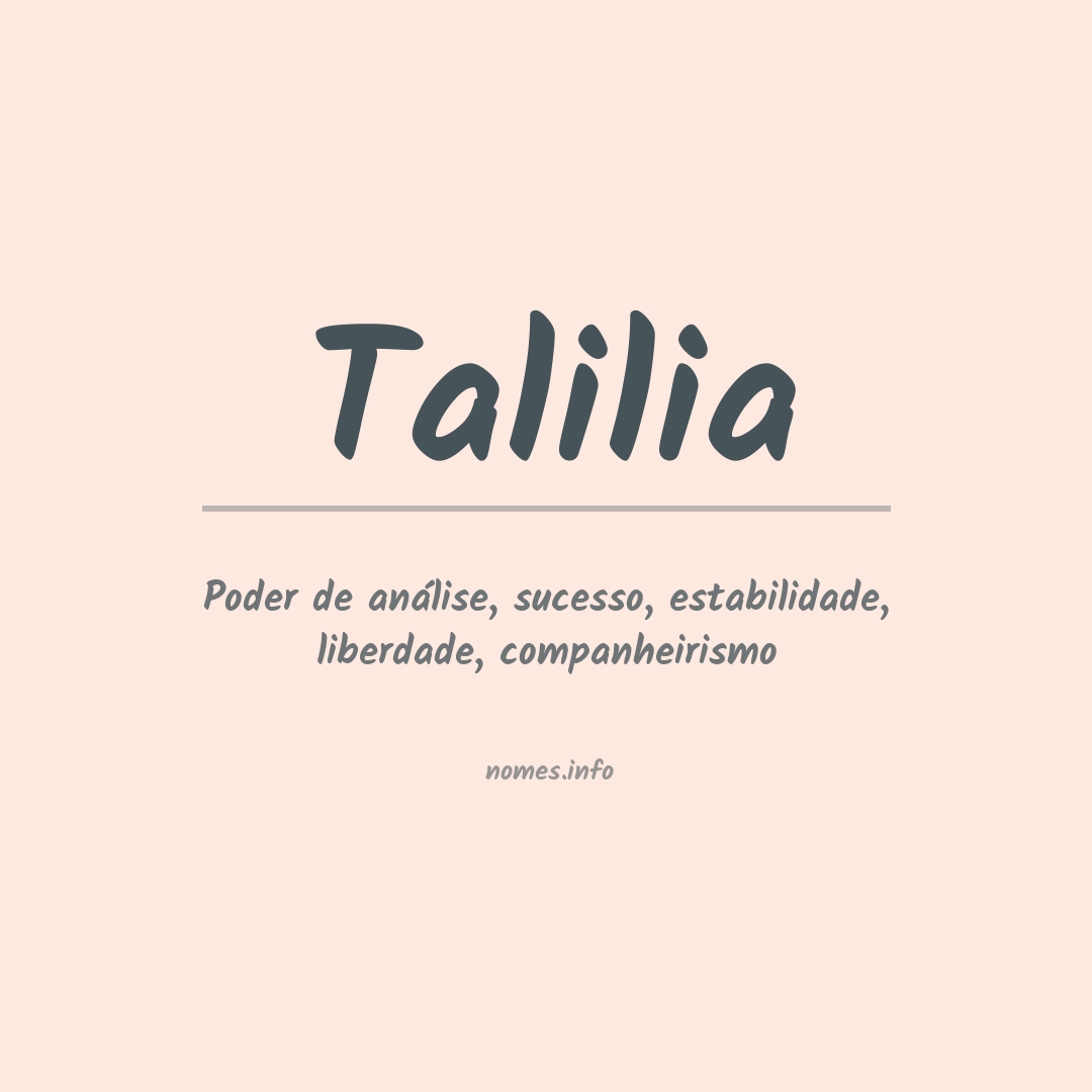 Significado do nome Talilia