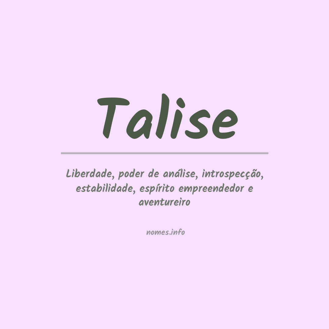 Significado do nome Talise
