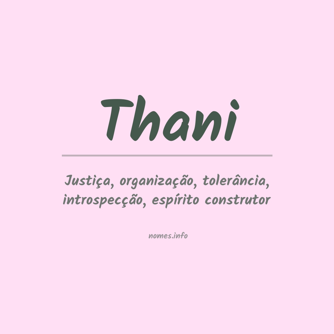 Significado do nome Thani