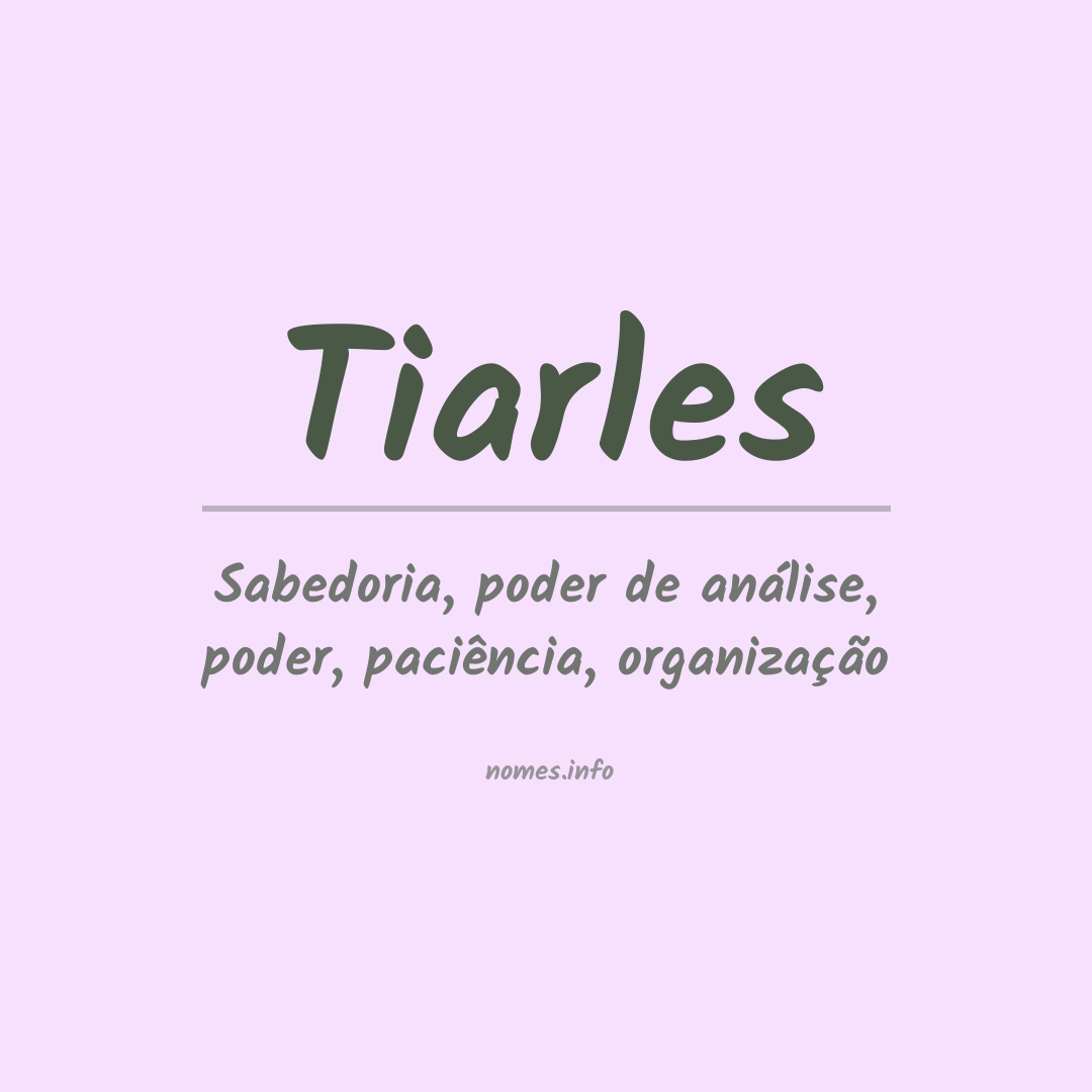 Significado do nome Tiarles