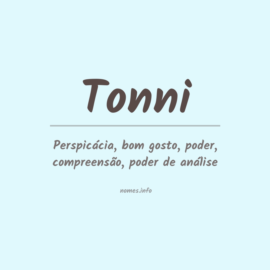 Significado do nome Tonni