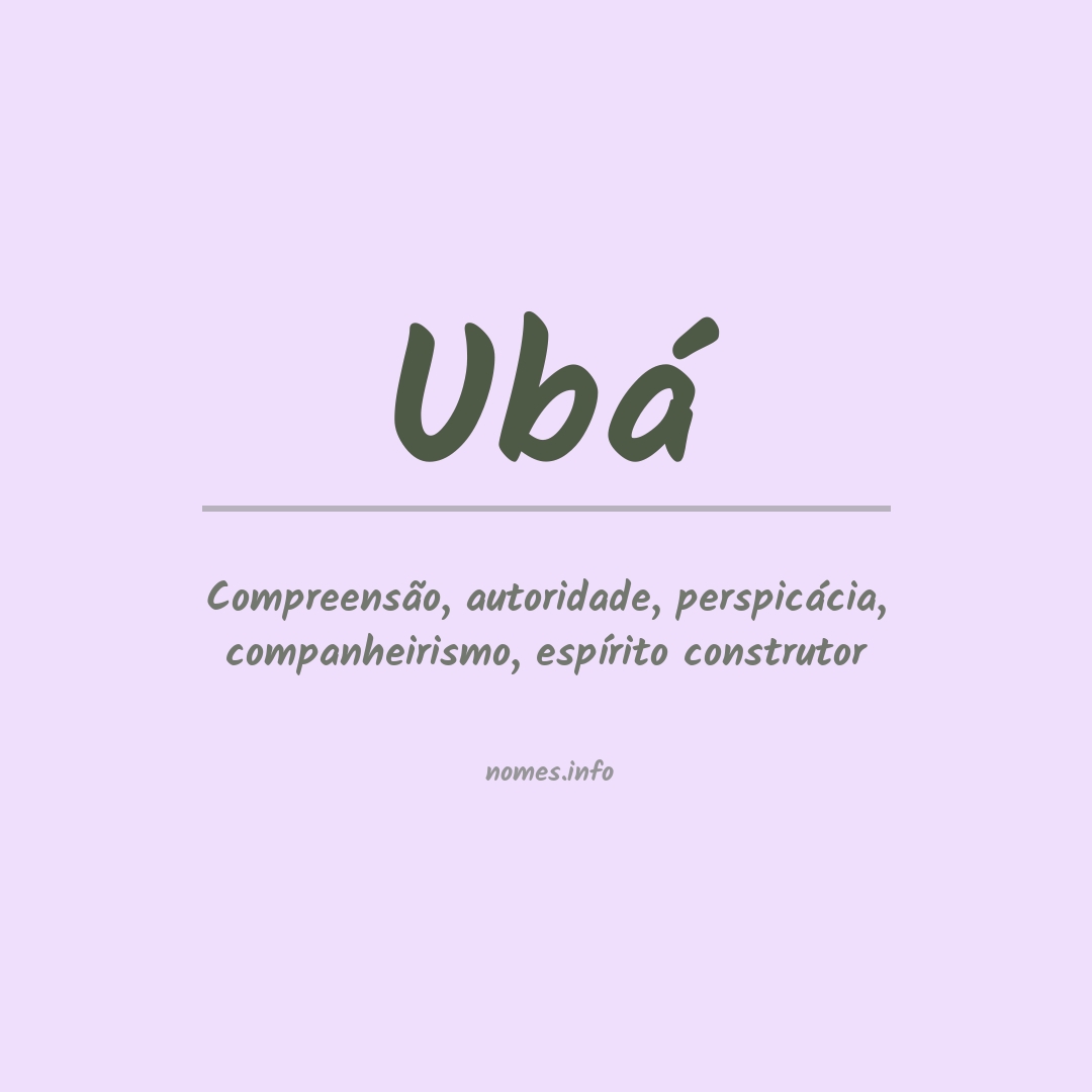 Significado do nome Ubá