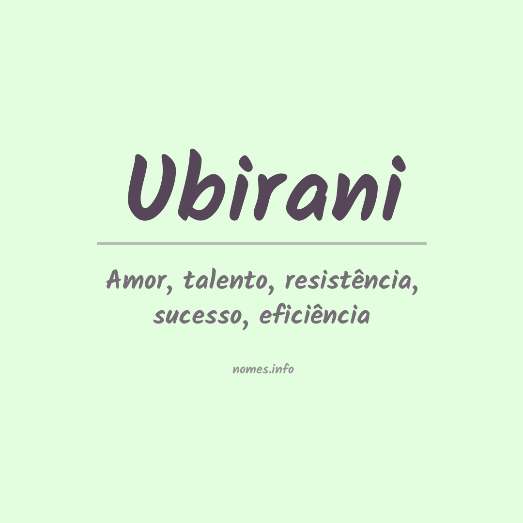 Significado do nome Ubirani