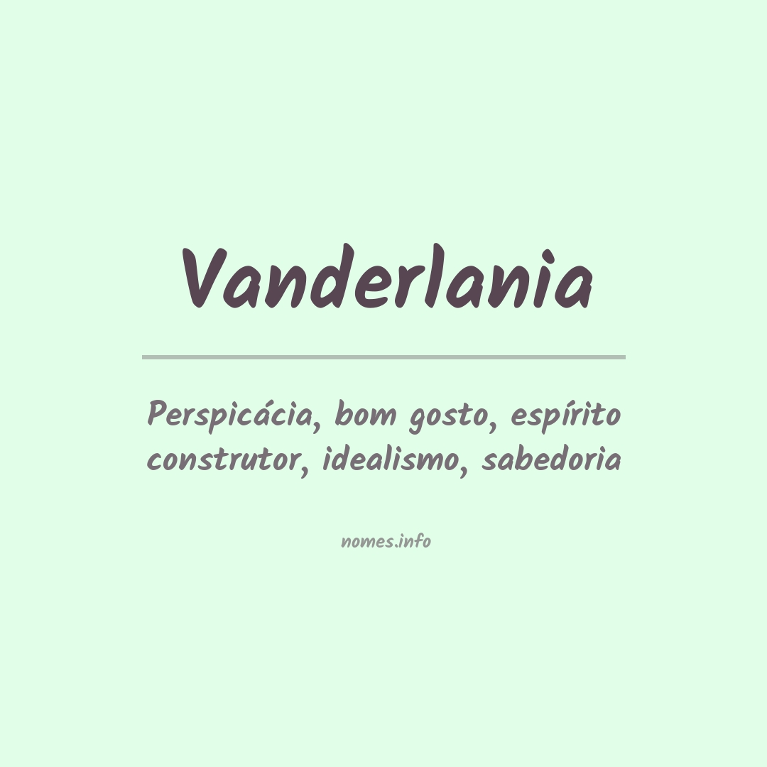 Significado do nome Vanderlania