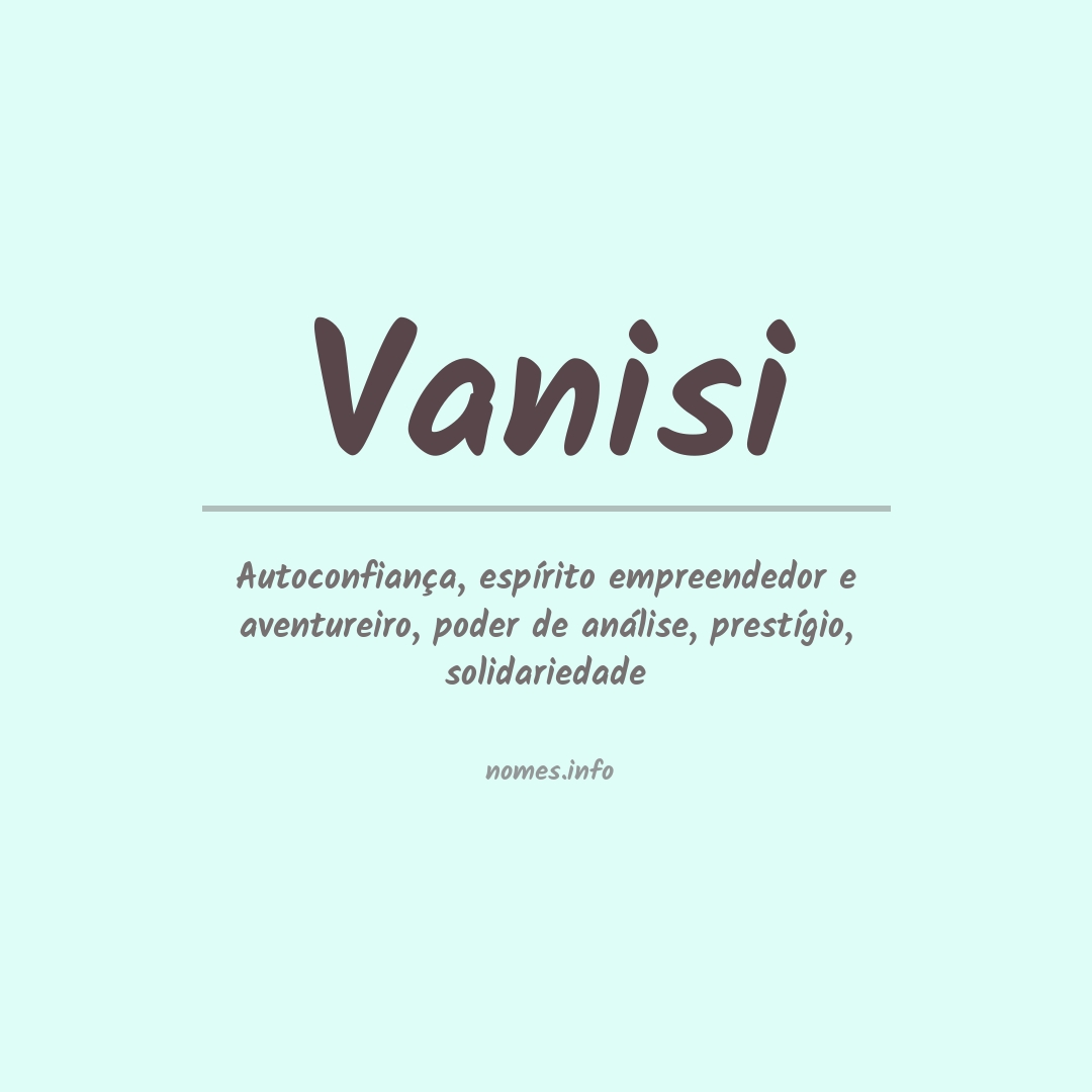 Significado do nome Vanisi