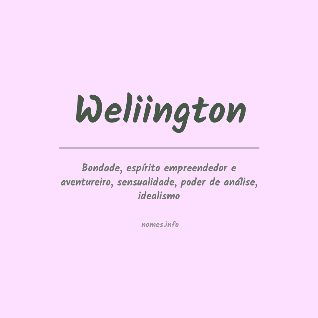 Significado do nome Weliington