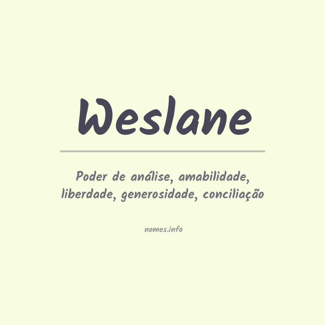 Significado do nome Weslane