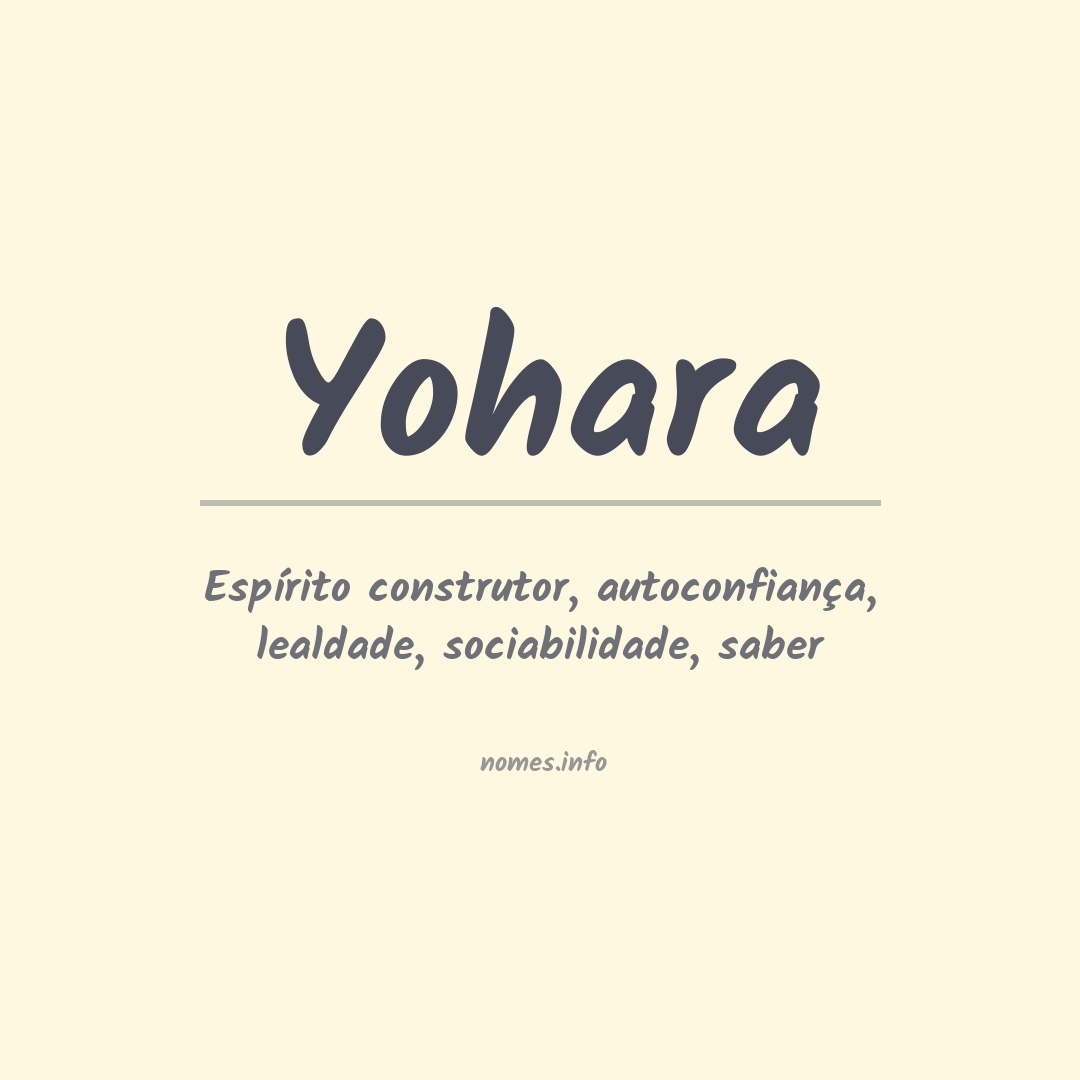 Significado do nome Yohara