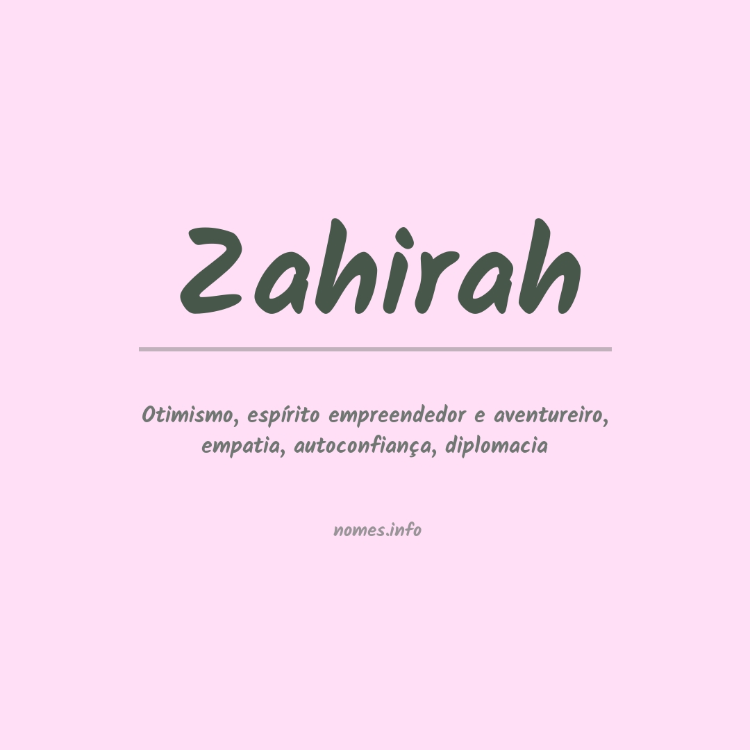 Significado do nome Zahirah
